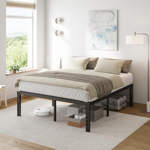 Full Size 18" Tall Heavy Duty Metal Platform Bed Frame Y89428