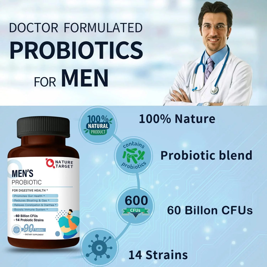 Probiotics for Men 60 Billion CFUs 14 Strains 90 Tablets N2998