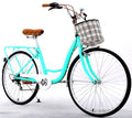 24 Inch 7 Speed Step Through Comfort Cruiser Bike with Basket Mint Green B426