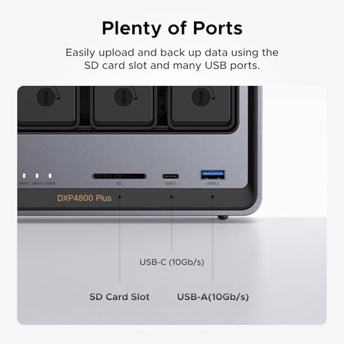 4-Bay Desktop NAS with Intel Pentium Gold 8505 CPU, 8GB DDR5 RAM, 128G SSD, 10GbE, 2.5GbE, M.2 NVMe Slots, 4K HDMI L397566