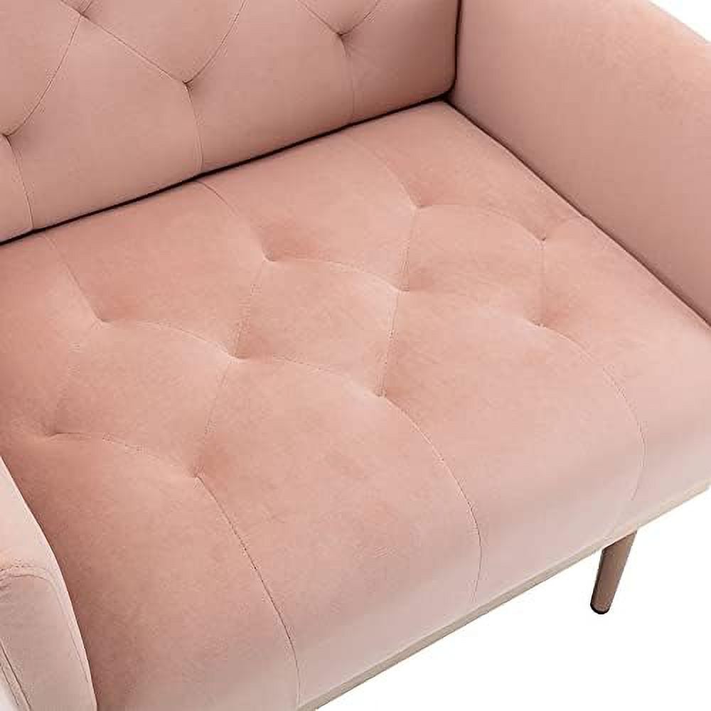 Pink Velvet Single Sofa Arm Chair with Metal Legs O304