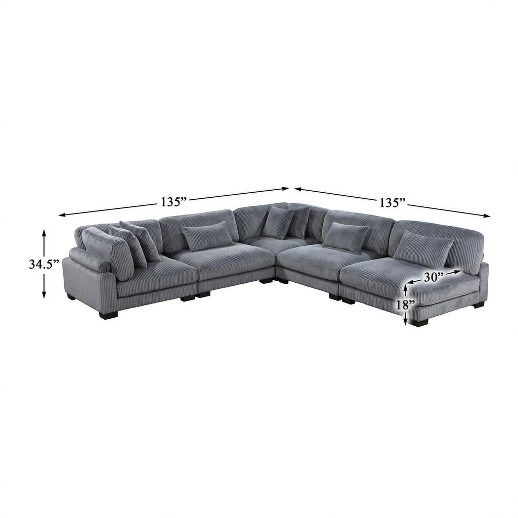 Gray Corduroy Modular Sectional R796
