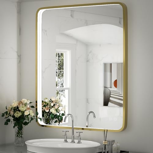 Black Metal Frame LED Bathroom Mirror Q1357