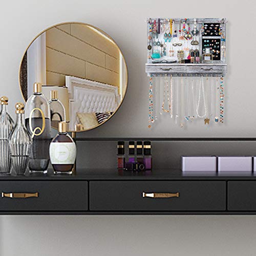 Jewelry Wall Organizer Wall Mounted with Drawers (brown) C572