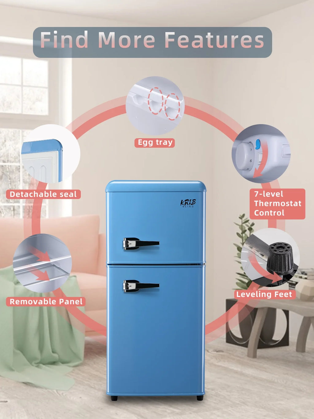 Blue 3.5 Cu.ft Mini Fridge with Freezer N470