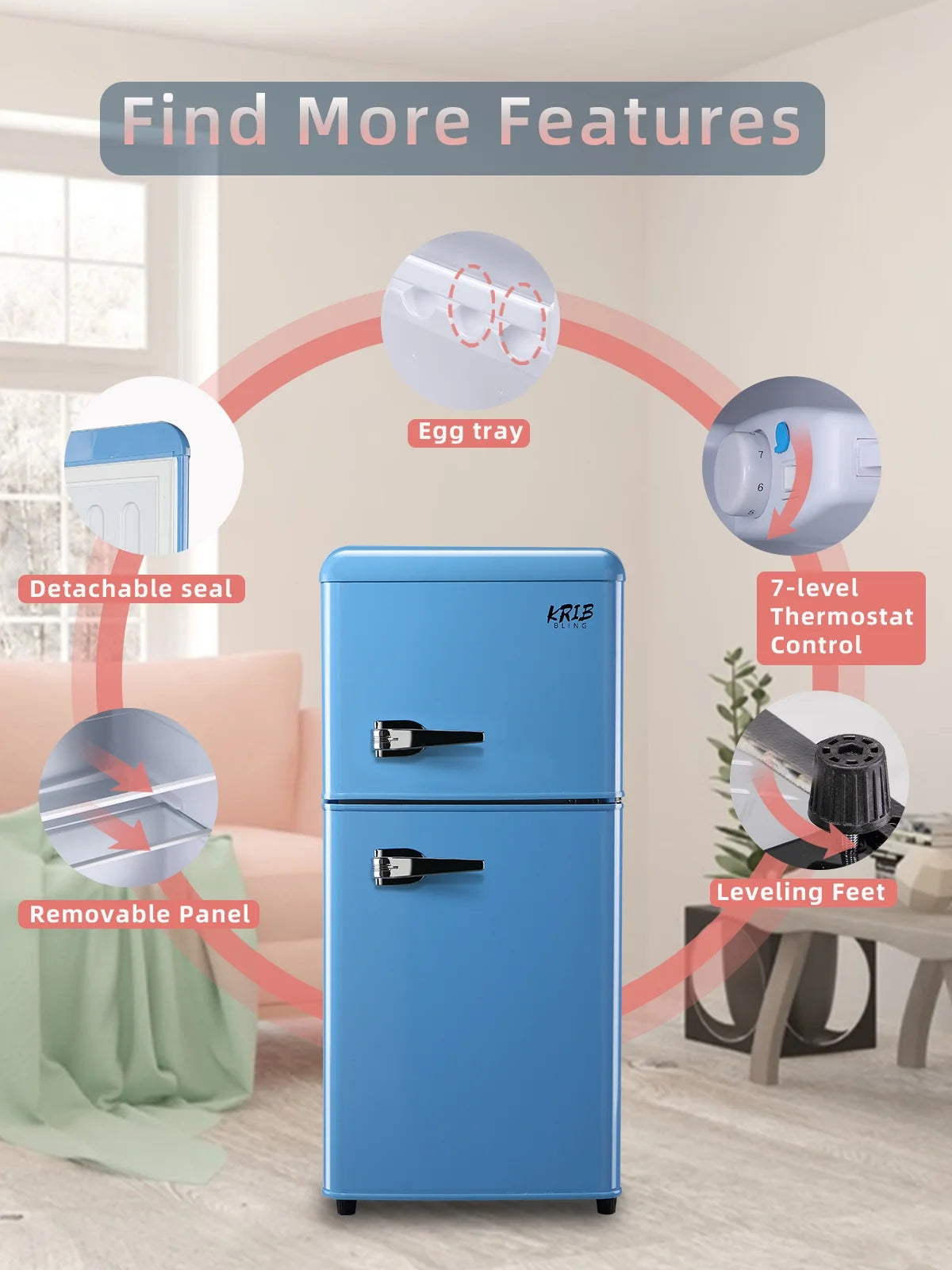 Blue 3.5 Cu.ft Mini Fridge with Freezer N470