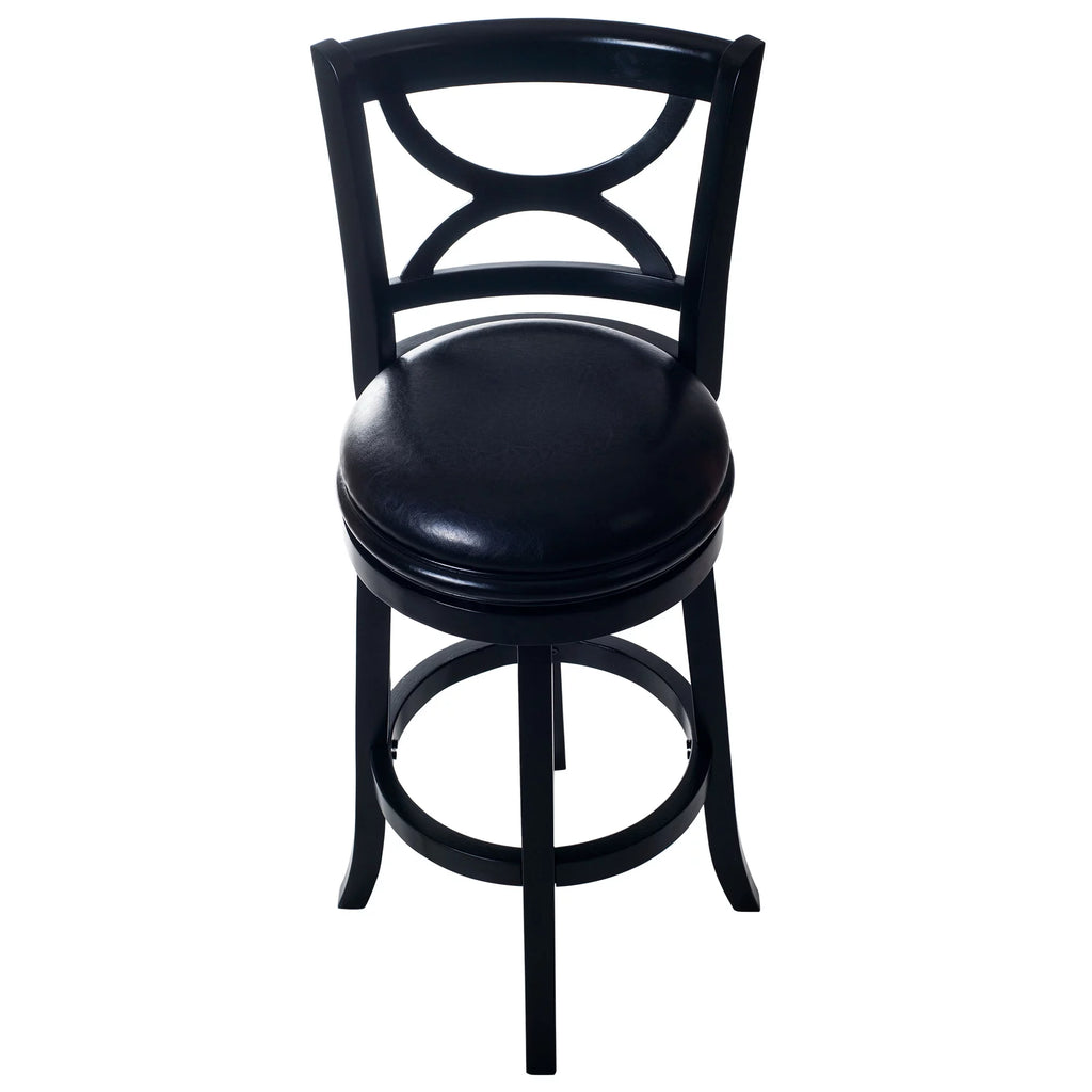 Black Faux Leather Swivel Wood Bar Stool V65976