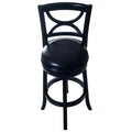 Black Faux Leather Swivel Wood Bar Stool V65976