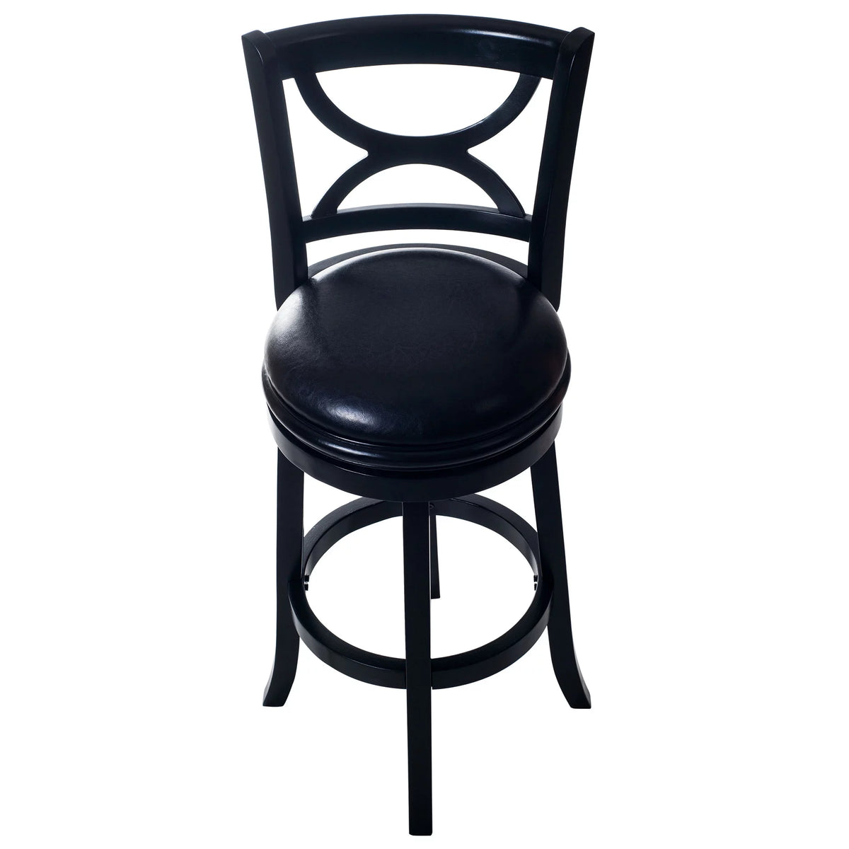 Black Faux Leather Swivel Wood Bar Stool V65976