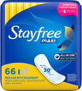 Stayfree Maxi Pads Regular Deodorant, 66 Count - Pack of 3 T87563