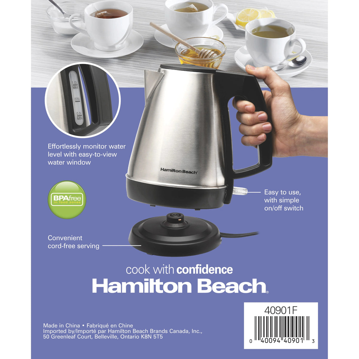 1 Liter Stainless Steel and Black Electric Kettle H346