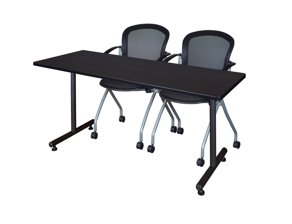 Mocha Walnut Training Table and 2 Nesting Chairs V5906