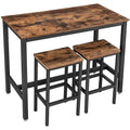 3 Piece Wooden Top Bar Table Set with Tubular Metal Legs F51786
