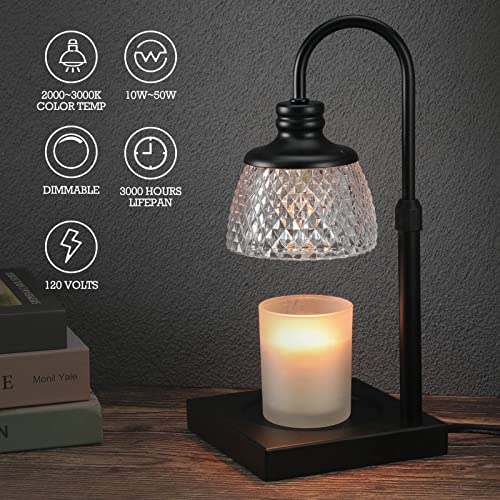 Black Electric Candle Warmer Lamp with 2 Bulbs Height Adjustable Dimmer F6732