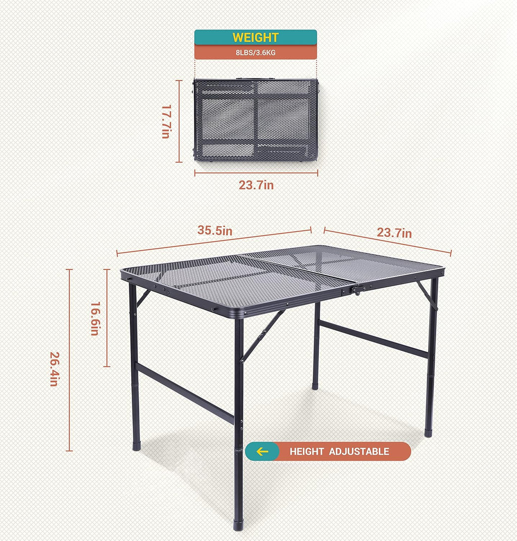 Adjustable Folding Camping Table with Carry Handle B267439