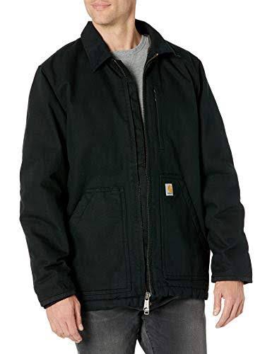 Loose Fit Washed Duck Sherpa-Lined Coat Navy Q6148