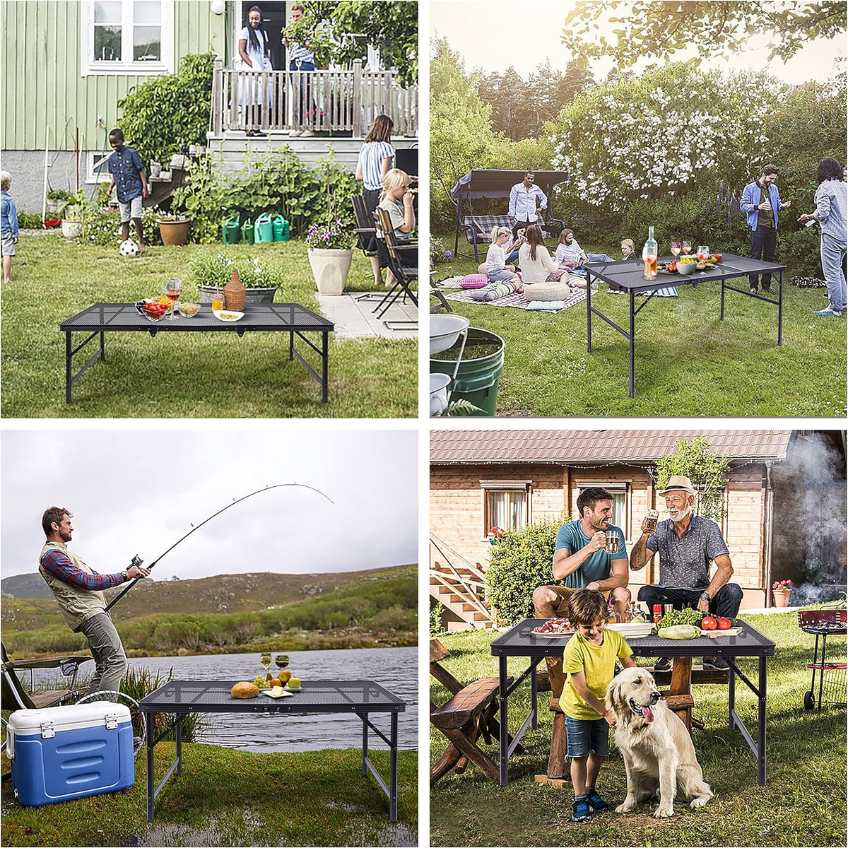 Adjustable Folding Camping Table with Carry Handle B267439