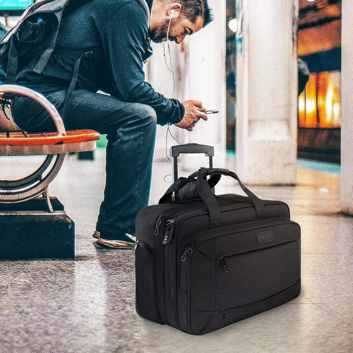 Rolling Laptop Bag Wheeled Briefcase for 17.3 Inch Laptop T6772