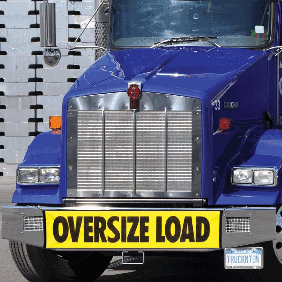 Oversize Load Banner with Heavy Duty Metal Hooks 18 Inch x 84 Inch Pack of 2 V652