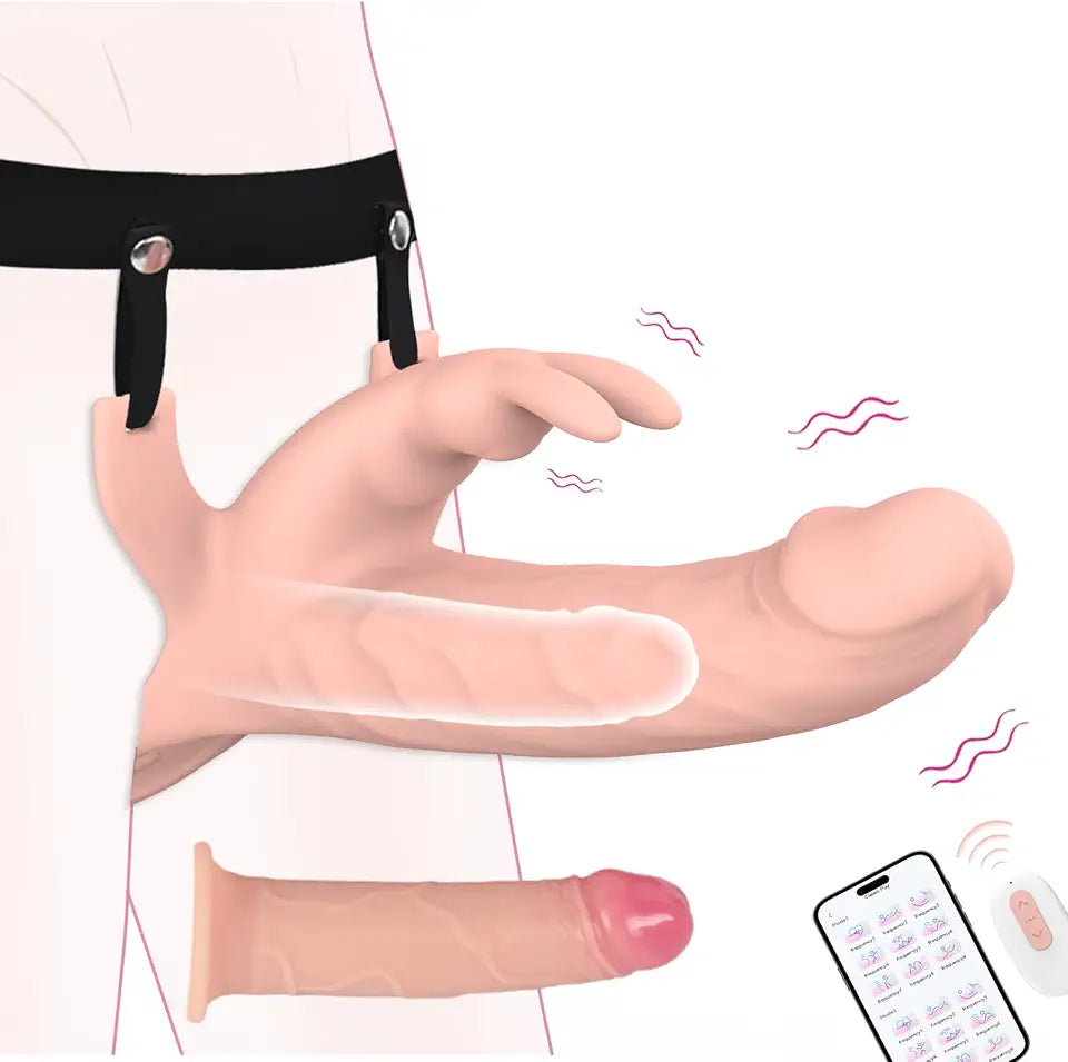 Vibrating Strap on Dildo Harness Penis Sleeve Extender with 10 Vibration Modes N767822