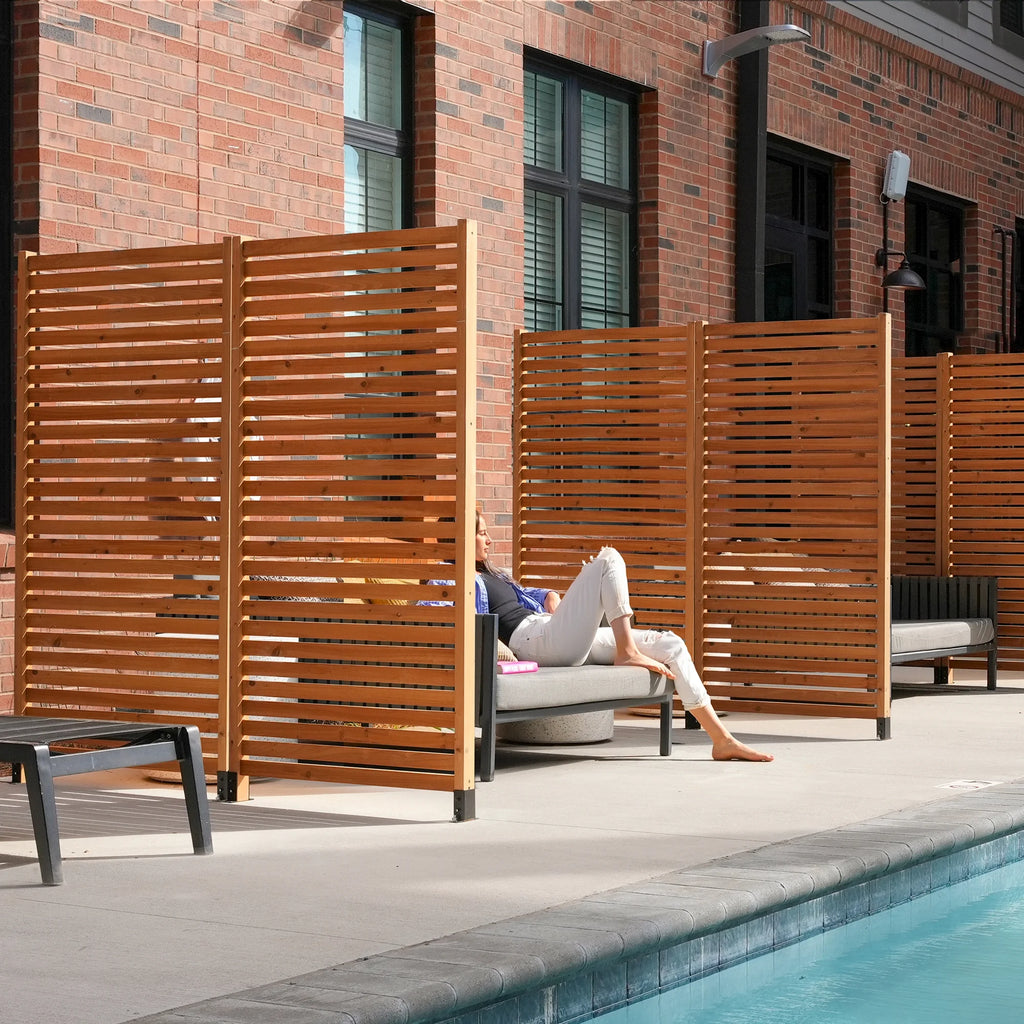 6 ft H x 3 ft W Slatted Wood Privacy Screen Kit (1 Panel) S299