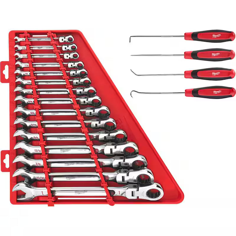 19-Piece Flex-Head Ratcheting Combination Wrench Set SAE Z980