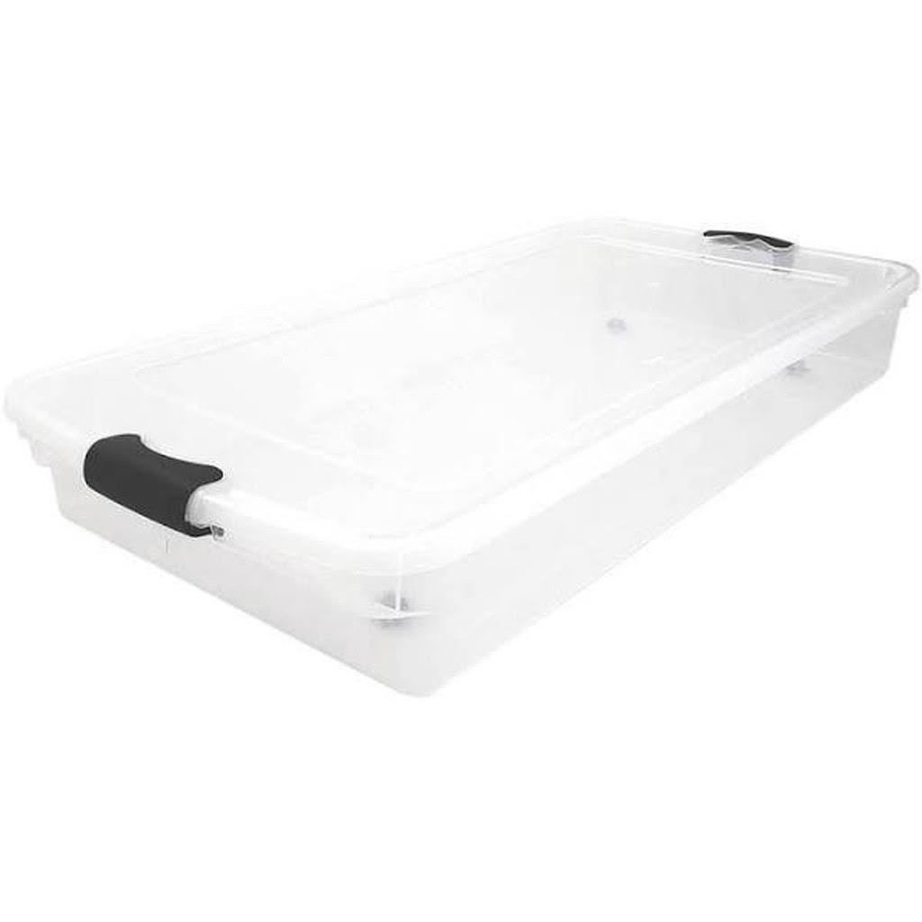 60 qt Latching Plastic Storage Container Clear Grey Set of 2 C227