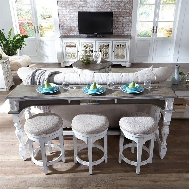 Antique White Console Swivel Stool Set M935281