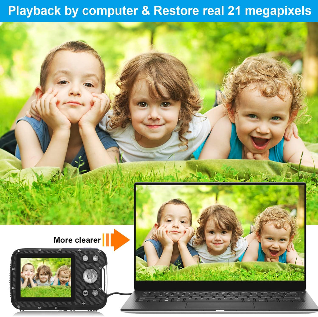 Waterproof 1080P 21MP Digital Camera with 2.8 LCD Screen 8X Zoom C653641