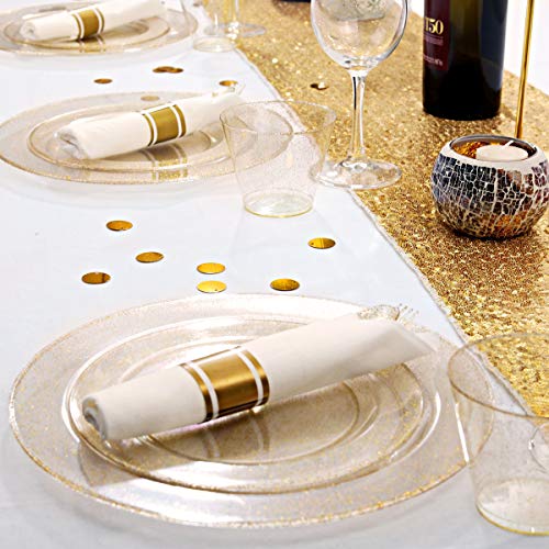 350 Pieces Gold Glitter Disposable Dinnerware Set I516