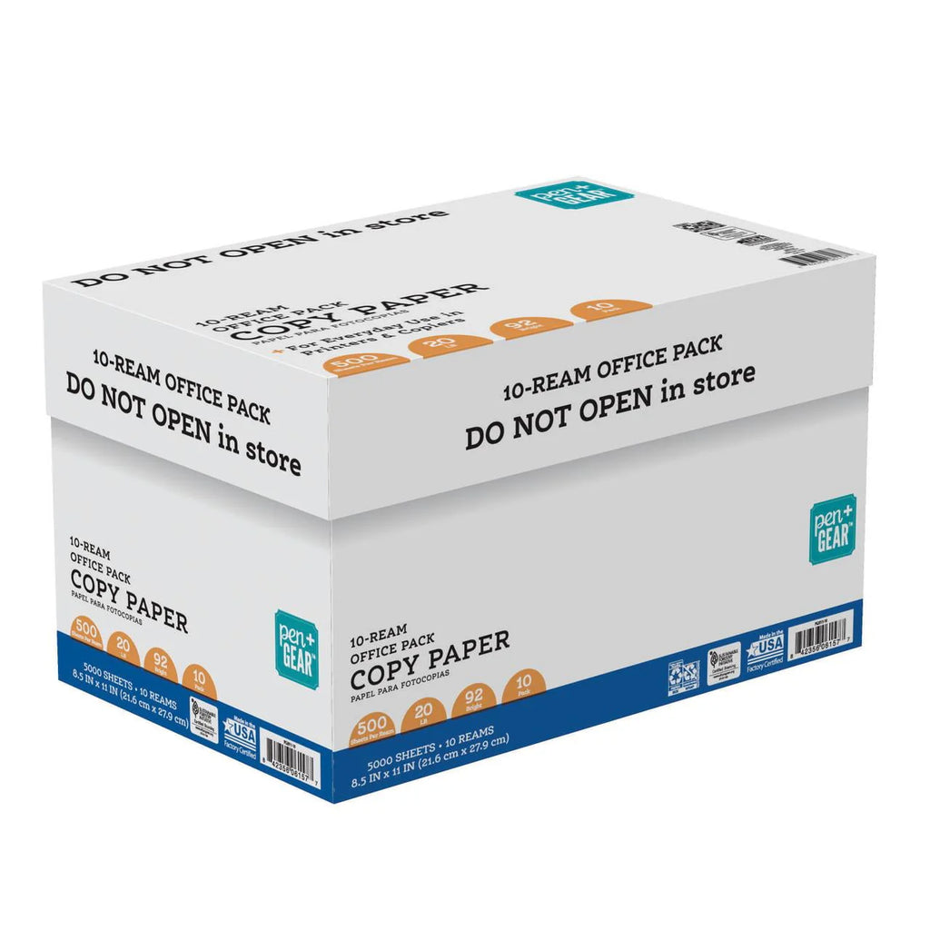 Copy Paper, 8.5 x 11, 92 Bright White, 20 lb., 10 Ream Case (5,000 Sheets) X999389