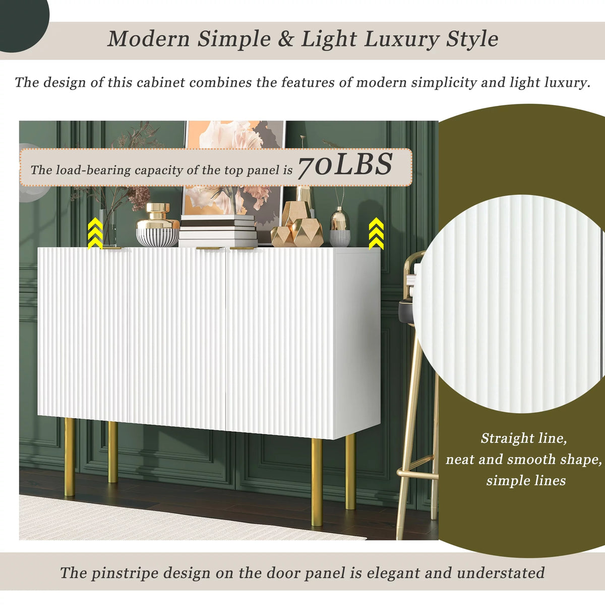 White Wood Buffet Cabinet with Storage P85064