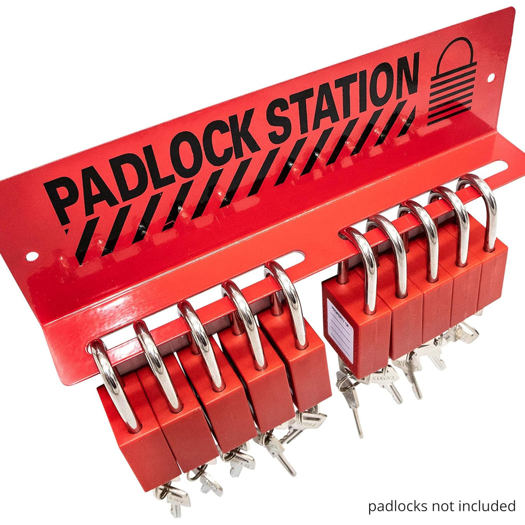 10 Padlocks Included Lockout Tagout Station with Carbon Steel Body A873