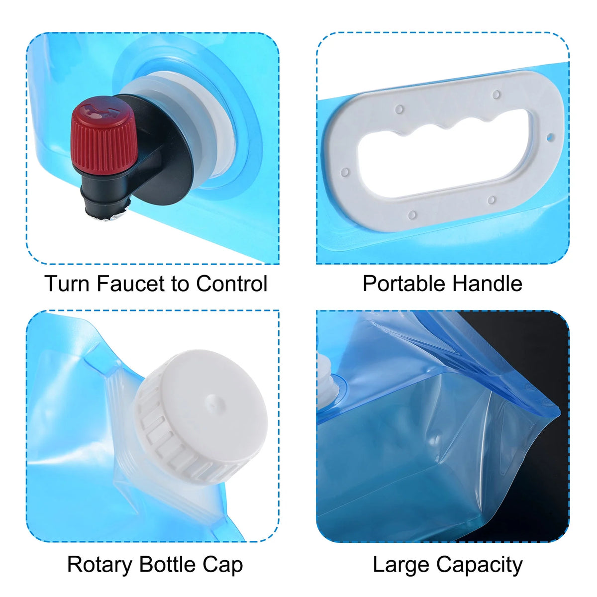 5L Collapsible Water Container Bag with Spigot, 3 Pack Blue U530208