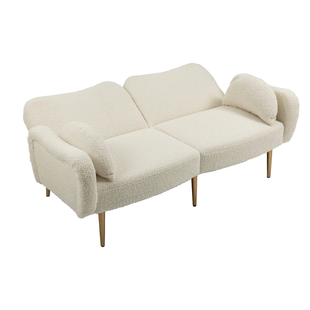 Velvet Love Seats Sofa with 2 Bolster Pillows J778706