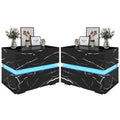 Black High Gloss LED Nightstand Set of 2 with 2 Drawers B65252