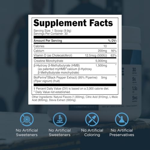 Creatine Monohydrate Powder with HMB, 30 Servings, Unflavored K977