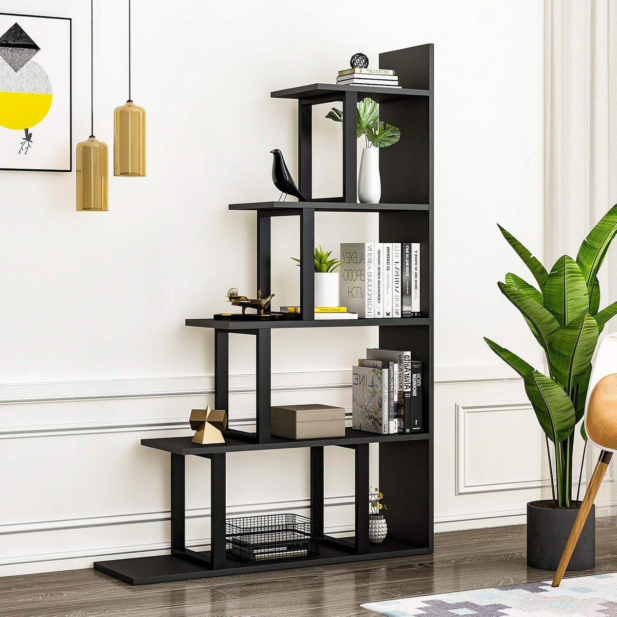 5-Tier Freestanding Ladder Corner Bookcase C64190