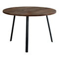 Round Dining Room Table with Brown Reclaimed Wood and Black Metal O335