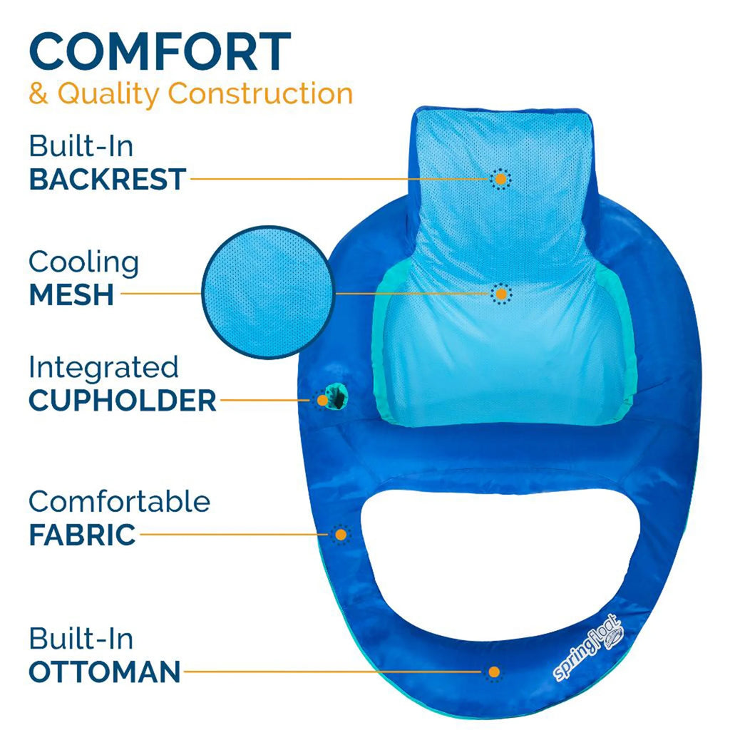 Dark & Light Blue Inflatable Floating Chair with Cup Holder (2 Pack) T381