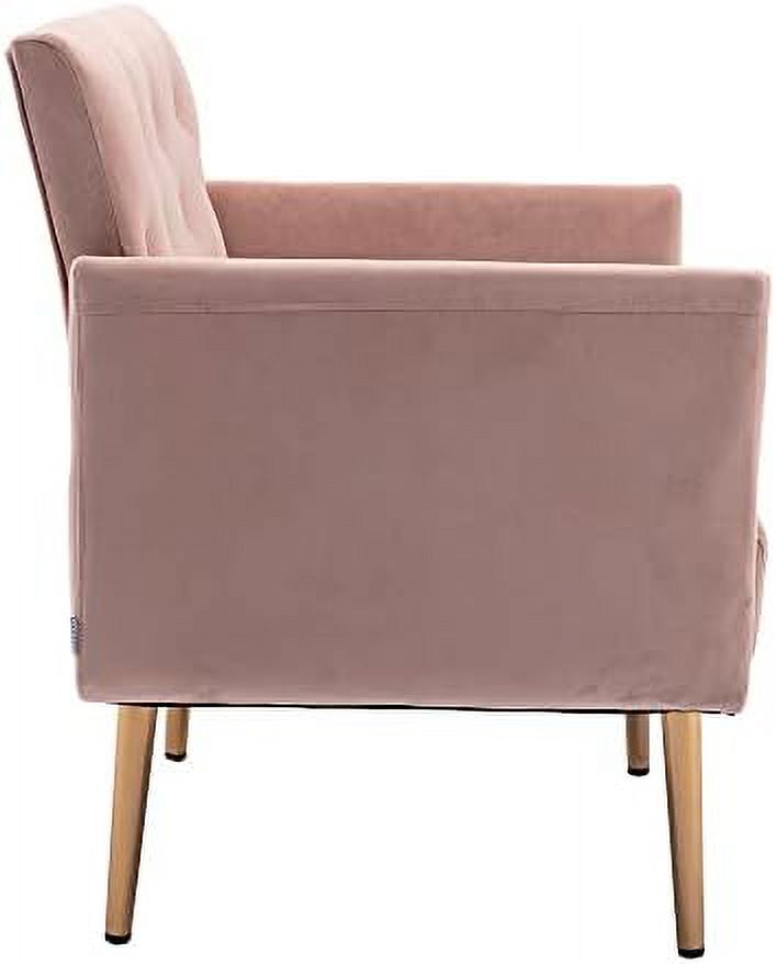 Pink Velvet Single Sofa Arm Chair with Metal Legs O304