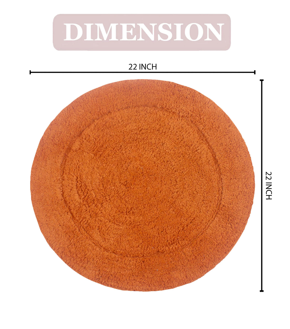 100% Cotton Tufted Bath Rug, 22" Round, Terracotta U551