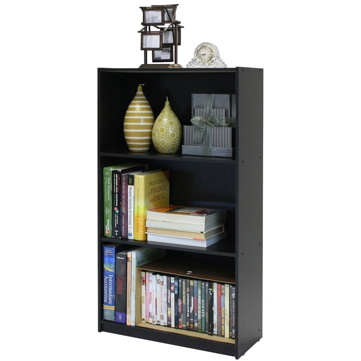 Espresso 3-Tier Bookcase Storage Shelves D871123
