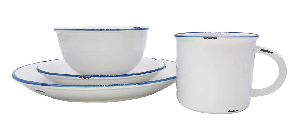 White/Blue Tinware Salad Plates (Set of 4) N51638