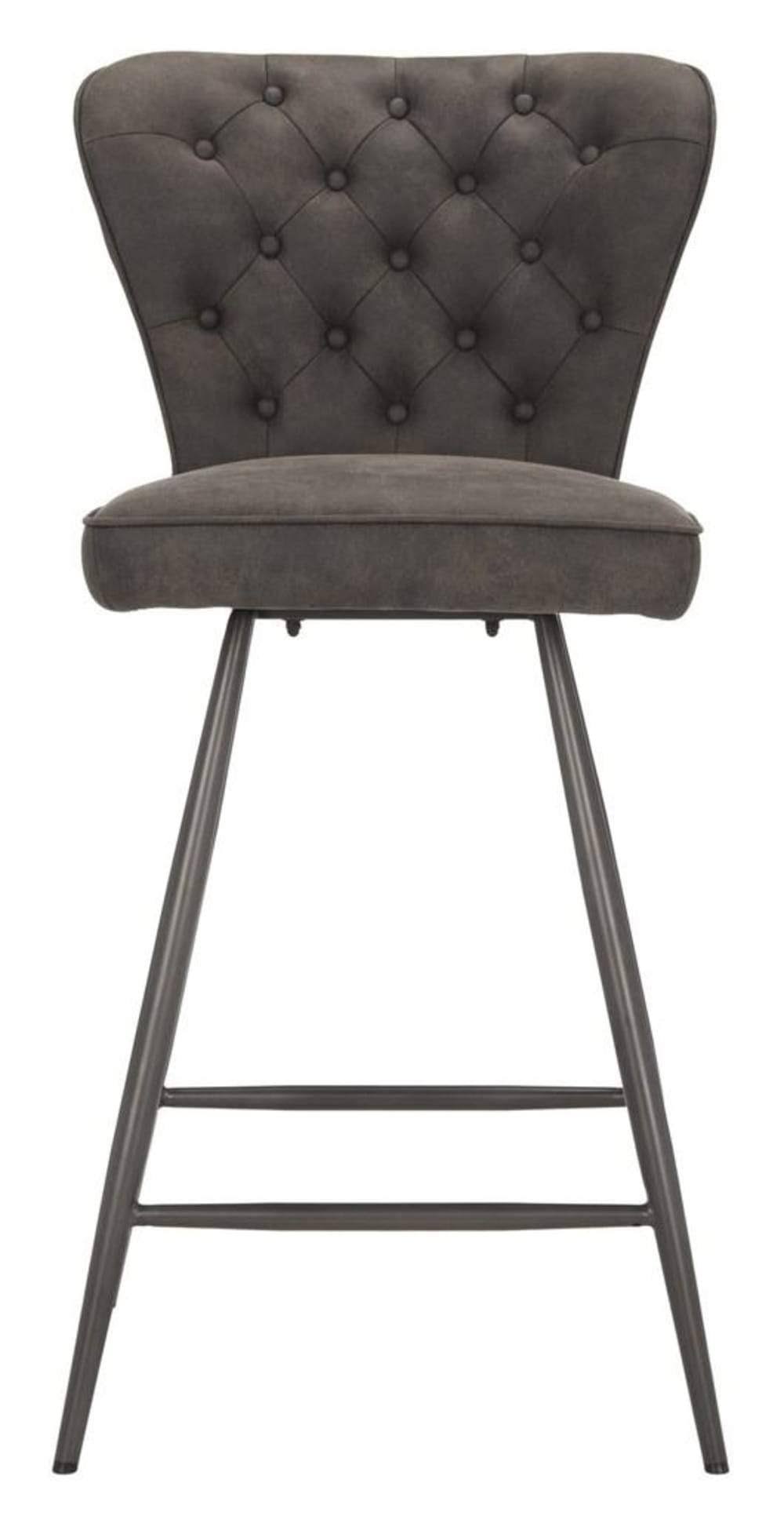 Camel Leather Tufted Swivel Counter Stool Set of 2 B462