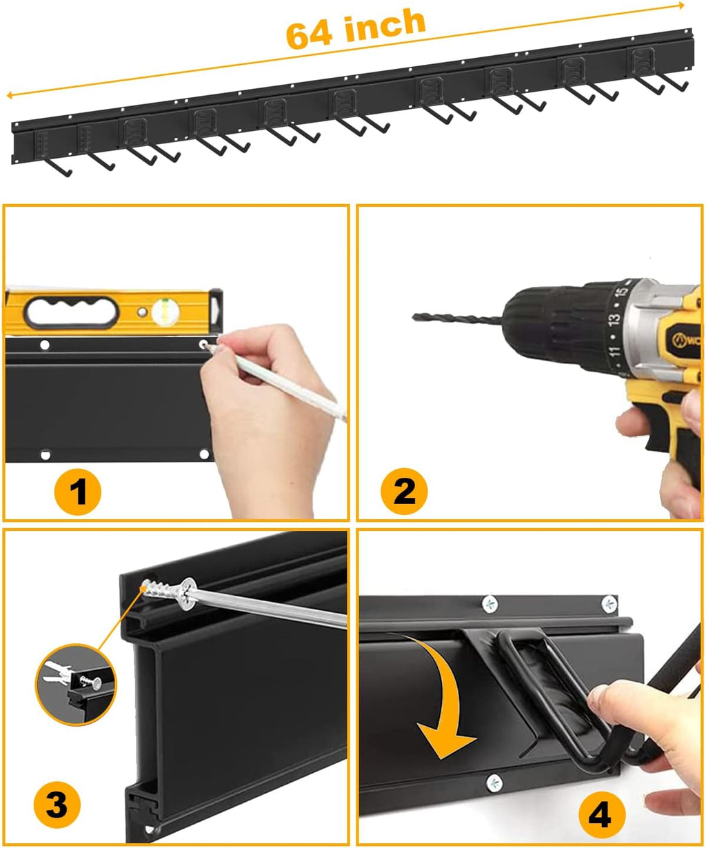 64INCH 4 Rail Aluminum Steel Wall Mount Tool Organizer, Pack of 2 R55788