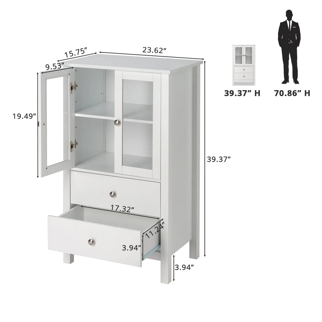 White Free Standing Bathroom Cabinet with Drawer and Shelf Z9640
