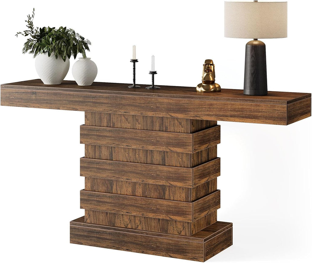 Rustic Brown 63-Inch Wooden Console Table P91738