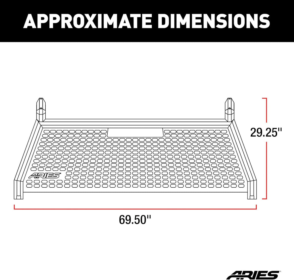 Black Aluminum Truck Headache Rack Cab Protector H435