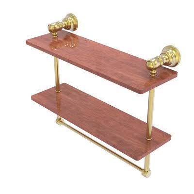 2 Piece Solid Wood Tiered Shelf with Towel Bar V3614